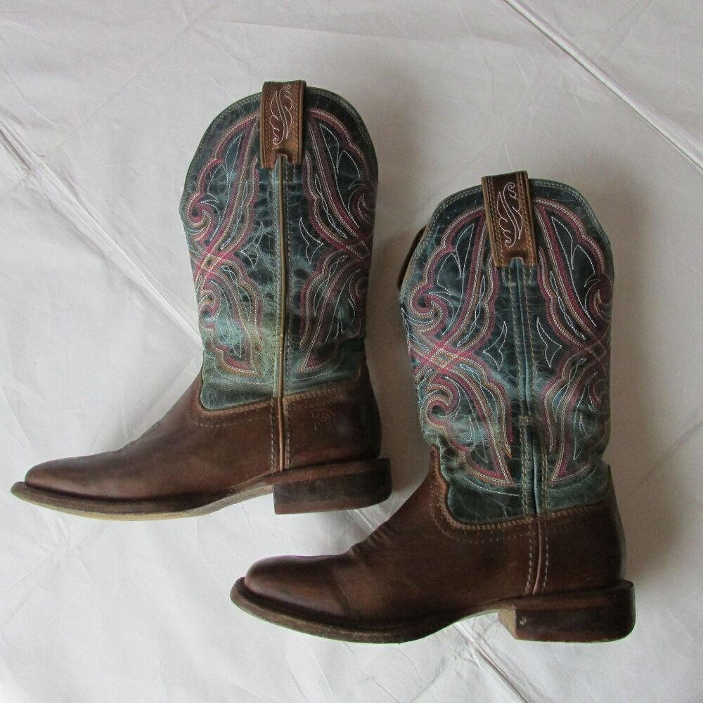 USED Durango Women's 6 Arena Pro Western Boot Dark Bay/Caribbean Blue